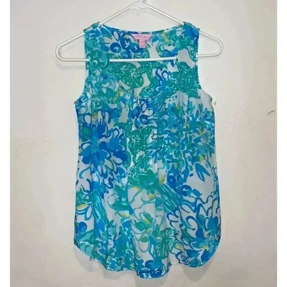 Lilly Pulitzer Dahlia Silk Tank Top Color “Resort White In A Pinch” - Picture 3 of 5